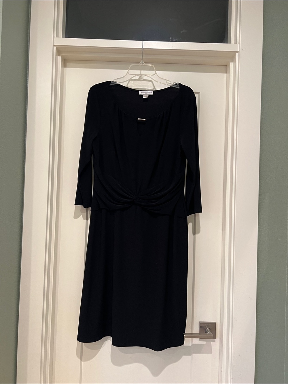 Christopher & Banks Black Twist-Front Midi Dress, 12